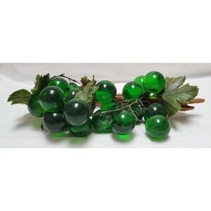 Vintage MCM Extra Large Lucite Green Grape Cluster Wired On Driftwood - READ